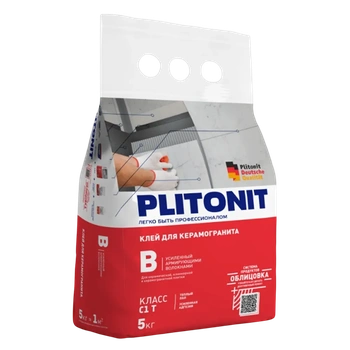 Клей для плитки усиленный Plitonit В для наруж/внутр работ (5 кг)
