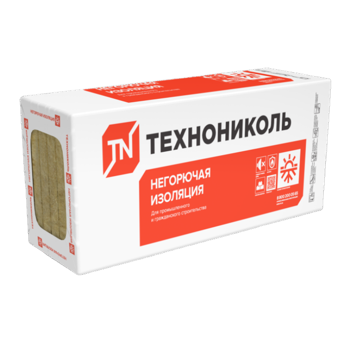 Утеплитель ТЕХНОФАС 1200х600х100 мм 3 плиты 2,16 кв.м базальтовый ТехноНИКОЛЬ (фото 1)