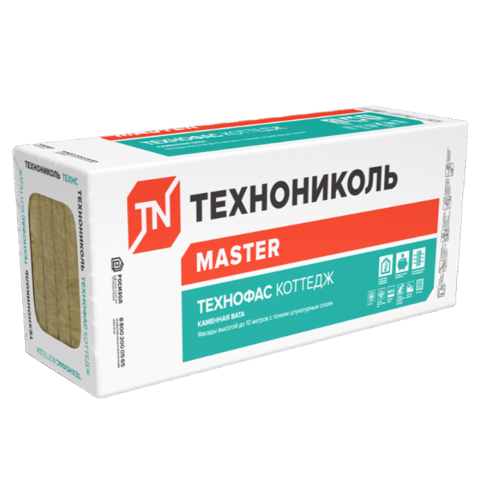 Утеплитель ТЕХНОФАС КОТТЕДЖ 1200х600х50 мм 6 плит 4,32 кв.м базальтовый ТехноНИКОЛЬ (фото 1)